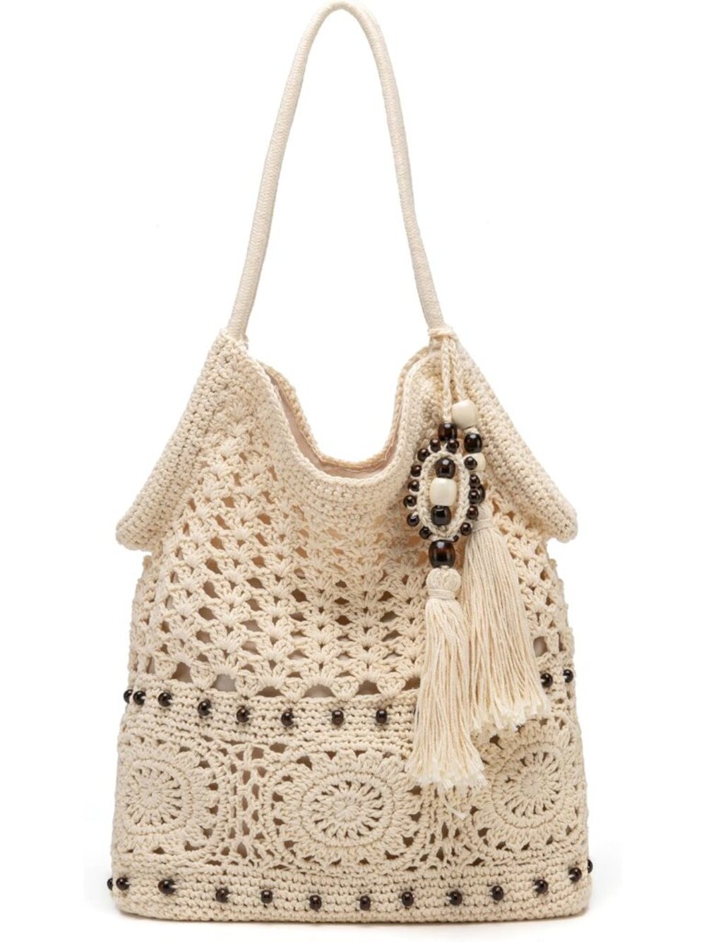 Crochet Hobo Bag for Women Woven Macrame Tote Bag Summer Vacation Beach Boho Sho